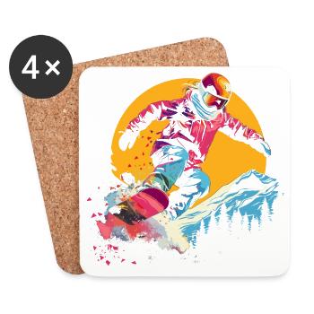 Snowboarder Synthwave - Untersetzer (4er-Set) - Weiß - Vorne