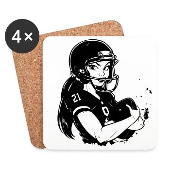 Football Frau Comic Look - Untersetzer (4er-Set) - Weiß - Vorne
