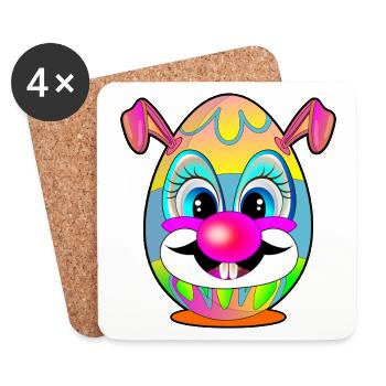Gifts for Easter - Easter Eggs Clown - Coasters (set of 4) - white - Front