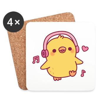 Cute Chick Dancing To Music - Coasters (set of 4) - white - Front