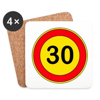 30.Geburtstag , 30 Jahre , Verkehrsschild Gelb - Untersetzer (4er-Set) - Weiß - Vorne