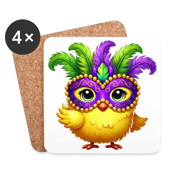 Mardi Gras Chicken Chick Mask Carnival Carnival - Coasters (set of 4) - white - Front