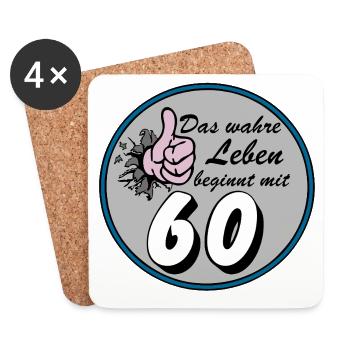 60th Birthday, Real Life - Coasters (set of 4) - white - Front