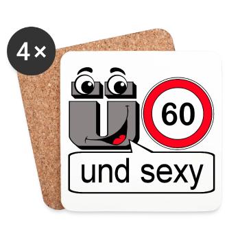 60e anniversaire, et sexy - Dessous de verre (lot de 4) - blanc - Devant