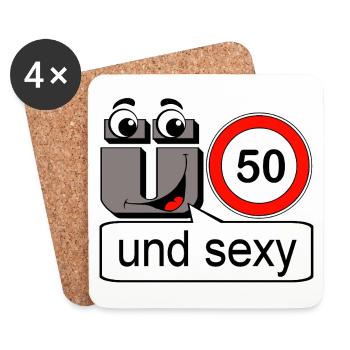 50e anniversaire, plus de 50 ans et sexy - Dessous de verre (lot de 4) - blanc - Devant