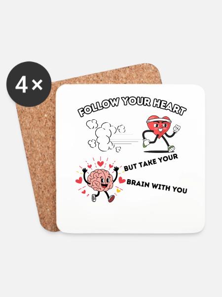 Follow your Heart - Coasters (set of 4) - white