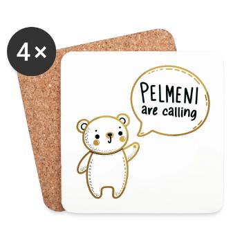 Pelmeni rufen süßer Bär Gold Geschenk - Untersetzer (4er-Set) - Weiß - Vorne