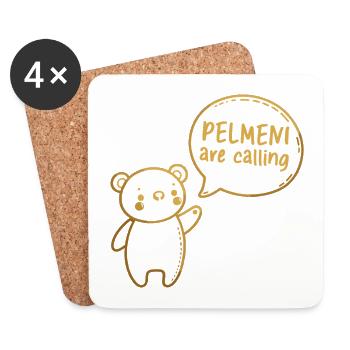 Pelmeni rufen süßer Bär Gold Geschenk - Untersetzer (4er-Set) - Weiß - Vorne