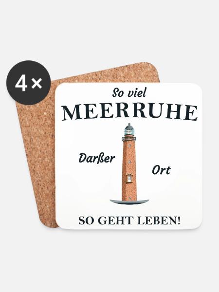 Darßer Ort, Ostseeküste, Fischland- Darß- Zingst - Untersetzer (4er-Set) - Weiß