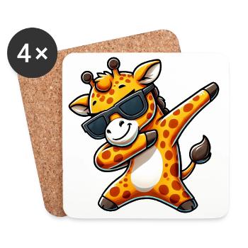 Dab Girafe Lunettes de soleil Cool Cartoon - Dessous de verre (lot de 4) - blanc - Devant