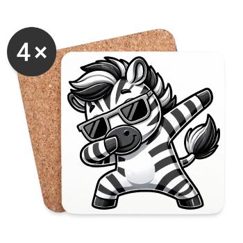 Cooles Zebra Dab Cartoon mit Sonnenbrille - Untersetzer (4er-Set) - Weiß - Vorne