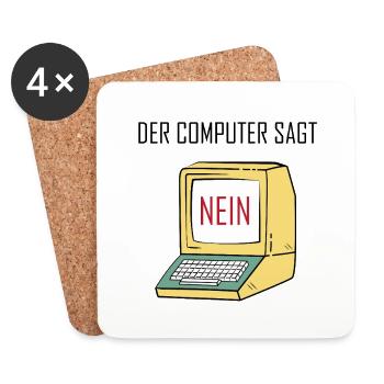 Retro Funny Computer Sagt Nein - Geeky Tech Nerd - Coasters (set of 4) - white - Front