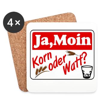 Korn , Party , Weizenkorn ,Ja moin Korn oder watt - Untersetzer (4er-Set) - Weiß - Vorne