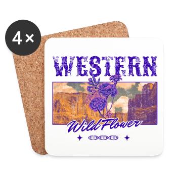 Western Wildflower – Retro Country Ästhetik - Untersetzer (4er-Set) - Weiß - Vorne