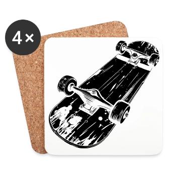 Skateboard Sketch - Coasters (set of 4) - white - Front