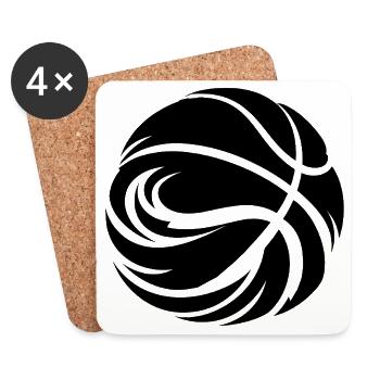 Basketball Ball Drawing - Coasters (set of 4) - white - Front