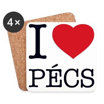 I LOVE PECS - Untersetzer (4er-Set) - Weiß - Vorne