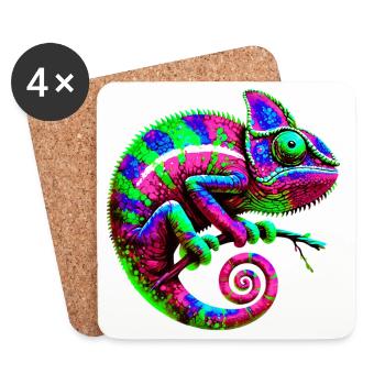 Caméléon - Dessous de verre (lot de 4) - blanc - Devant