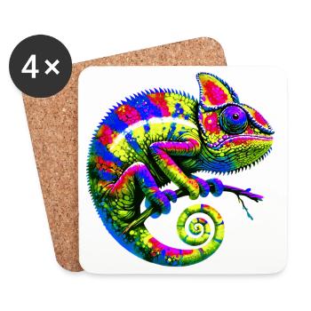 Caméléon - Dessous de verre (lot de 4) - blanc - Devant