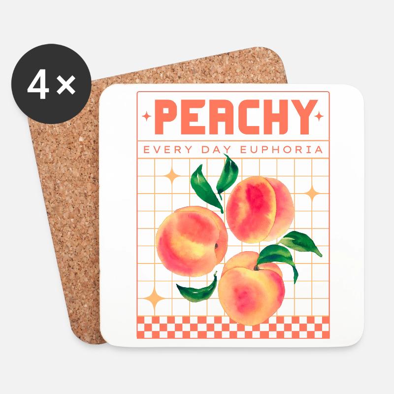 Peachy Euphoria – Retro Obst-Ästhetik - Untersetzer (4er-Set) - Weiß