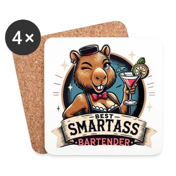 Barkeeperin Barfrau Capybara Capy Geschenk - Untersetzer (4er-Set) - Weiß - Vorne