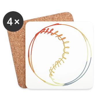 Vintage Baseball Zeichnung - Untersetzer (4er-Set) - Weiß - Vorne