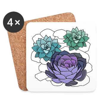 Succulentes - Dessous de verre (lot de 4) - blanc - Devant