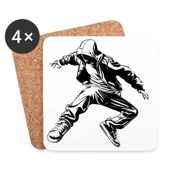 B-Boy Drawing - Coasters (set of 4) - white - Front