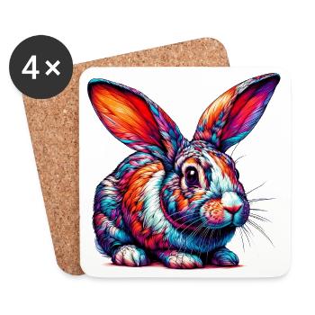 Lapin - Dessous de verre (lot de 4) - blanc - Devant