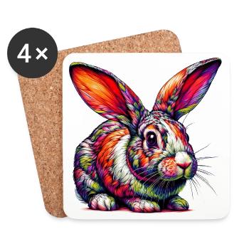 Lapin - Dessous de verre (lot de 4) - blanc - Devant