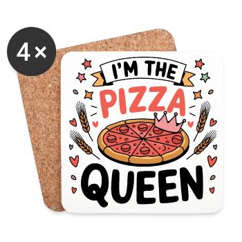 Je suis la reine de la pizza - Dessous de verre (lot de 4) - blanc - Devant