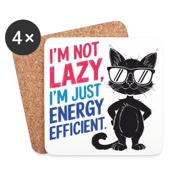 I'm Not Lazy, I'm Just Energy Efficient - Coasters (set of 4) - white - Front