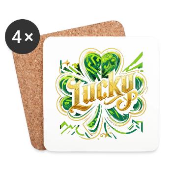 St. Patrick’s Day Kleeblatt Glücklich Geschenk - Untersetzer (4er-Set) - Weiß - Vorne