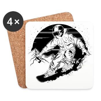 Snowboarder Skizze - Untersetzer (4er-Set) - Weiß - Vorne