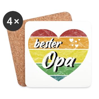 bester Opa Geschenk Herz Lieblingsopa retro - Untersetzer (4er-Set) - Weiß - Vorne