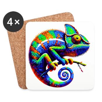 Caméléon - Dessous de verre (lot de 4) - blanc - Devant
