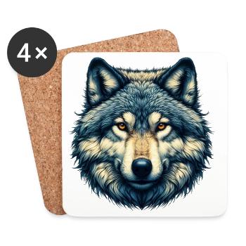Wolf - Coasters (set of 4) - white - Front