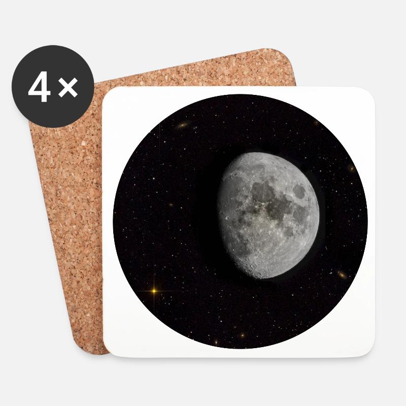 Mond und Sterne - Untersetzer (4er-Set) - Weiß