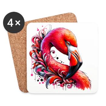 Flamant - Dessous de verre (lot de 4) - blanc - Devant