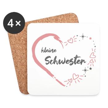kleine Schwester Herz rosa grau - Untersetzer (4er-Set) - Weiß - Vorne