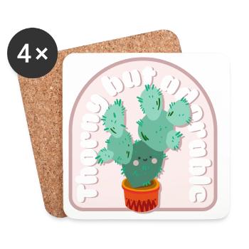 Cactus épineux mais adorable - Dessous de verre (lot de 4) - blanc - Devant