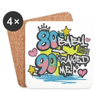 80s Baby 90s Raised Me - Graffiti Motiv - Untersetzer (4er-Set) - Weiß - Vorne
