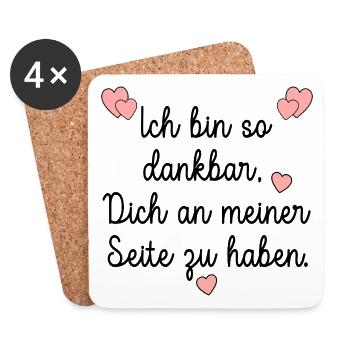 DANKBARKEIT WERTSCHÄTZUNG HERZ - Untersetzer (4er-Set) - Weiß - Vorne