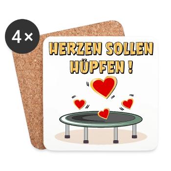 HERZEN SOLLEN HÜPFEN - TRAMPOLINSPRINGEN - Untersetzer (4er-Set) - Weiß - Vorne