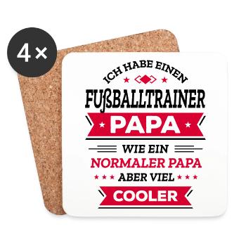 FUSSBALLTRAINERPAPA VATERTAG WEIHNACHTENGEBURTSTAG - Untersetzer (4er-Set) - Weiß - Vorne