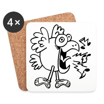 Mad bird in shoes - Coasters (set of 4) - white - Front