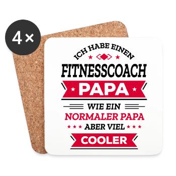 FITNESSCOACHPAPA VATERTAG WEIHNACHTENGEBURTSTAG - Untersetzer (4er-Set) - Weiß - Vorne