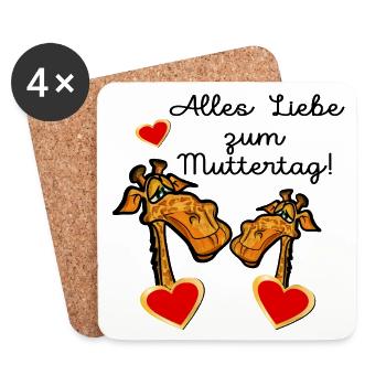 GESCHENKE ZUM MUTTERTAG MAMA KIND GIRAFFE - Untersetzer (4er-Set) - Weiß - Vorne