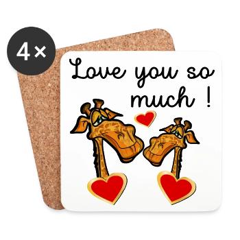 JE T’AIME TELLEMENT COUPLE GIRAFE - Dessous de verre (lot de 4) - blanc - Devant