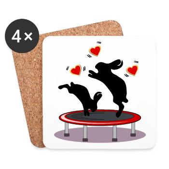 LAPIN DE PÂQUES LAPIN TRAMPOLINE COEURS DE PÂQUES - Dessous de verre (lot de 4) - blanc - Devant